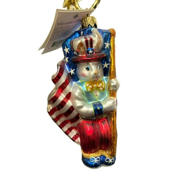 Vintage Christopher Radko 2002 Billy Doodle Dandy Patriotic Bunny American Flag - Picture 1 of 4